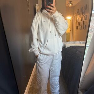 ALO Yoga Cream Hoodie and Sweatpants Set